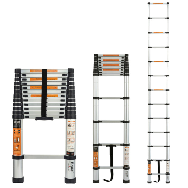 Equal 12.5 FT. Aluminium Folding Telescopic Ladder/Portable and Extension Ladder for Home