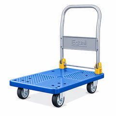Equal plastic platform trolley with foldable handle for goods transport