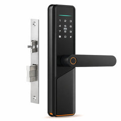 Equal smart door lock with touchscreen keypad and lever handle