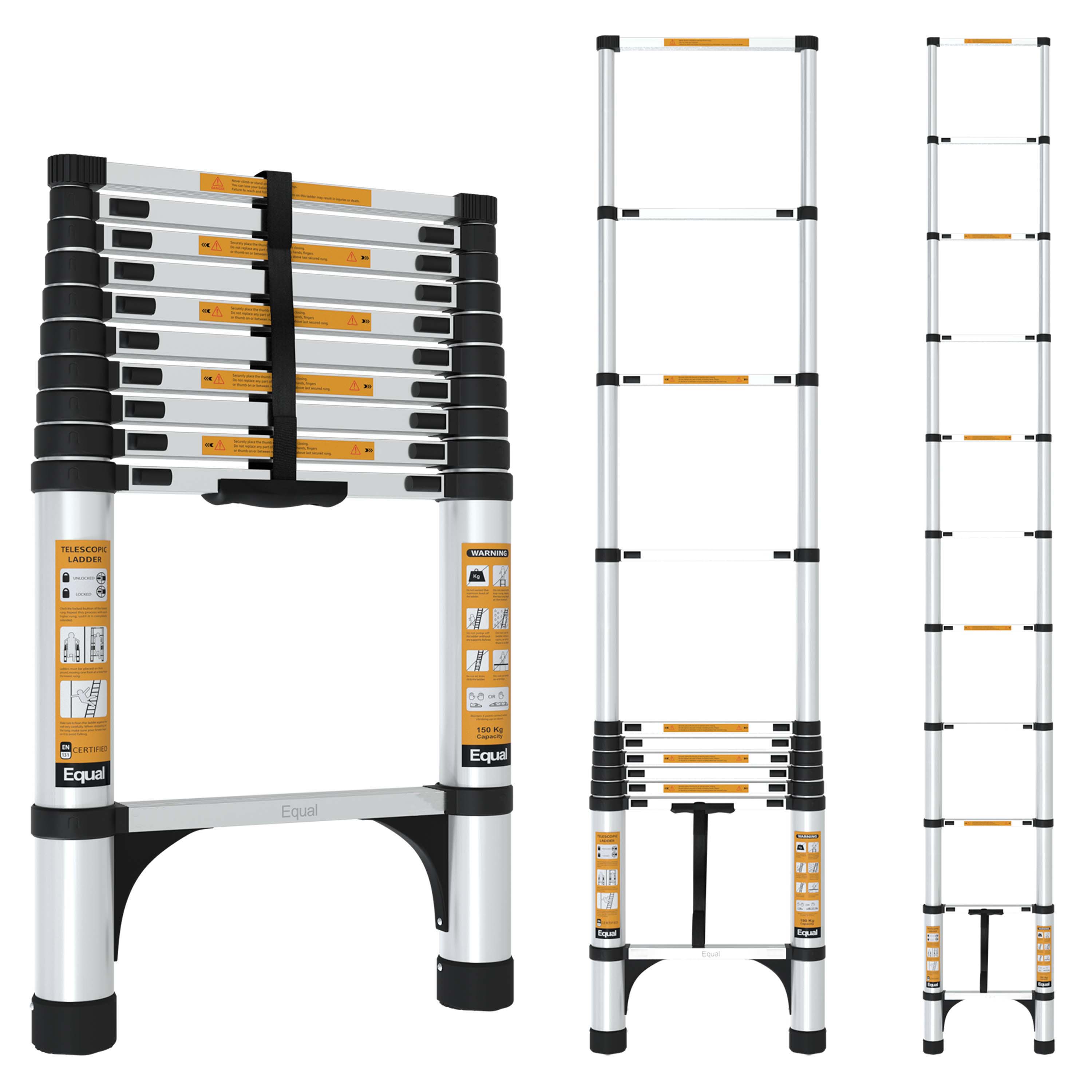 FP-TECH - Telescopische ladder van aluminium, opvouwbaar, draagbaar FP-TECH - Telescopische ladder van aluminium, opvouwbaar, draagbaar