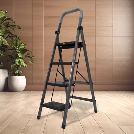 Equal Carbon-Series 4-Step Folding Ladder for Home & Office with Wide Anti-Skid Steps