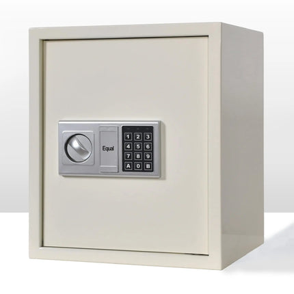 Equal Retro 48L safe locker ivory finish, angled front view