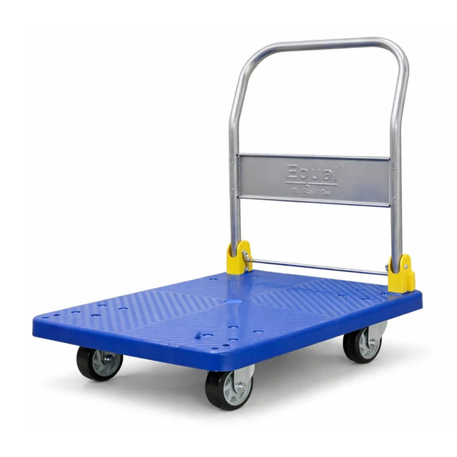 Equal 150kg Blue PVC Foldable Platform Trolley PU Wheels Anti-Slip Surface India