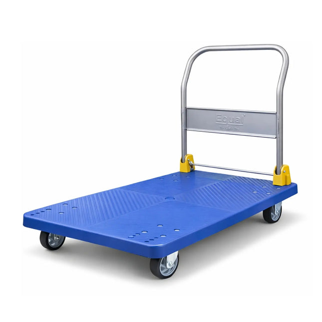 Equal 500kg Blue PVC Heavy Duty Foldable Platform Trolley 5-Wheel PU System India