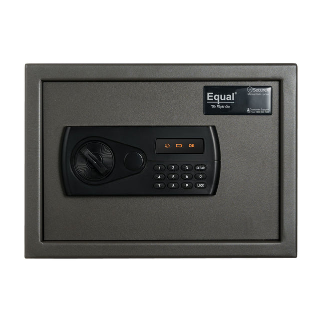 Equal 20L SecureX Digital Safe Locker with Pincode Access and Emergency Key - Grey
