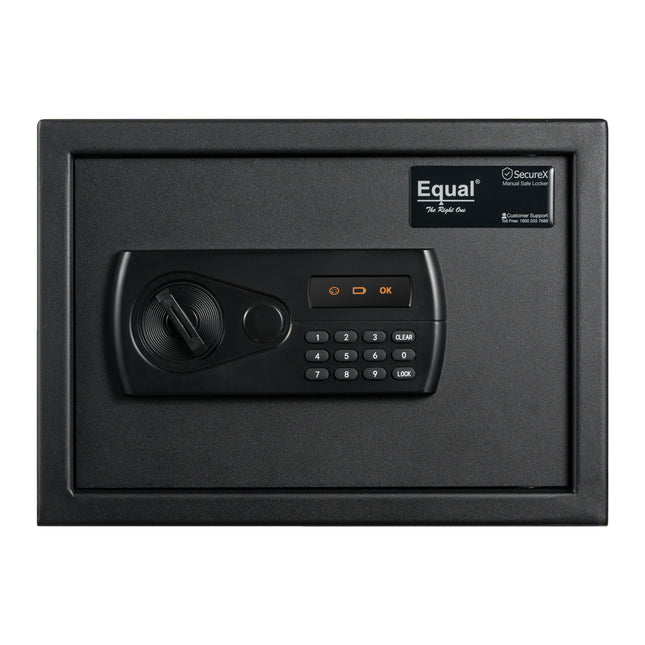 Equal 20L SecureX Digital Safe Locker with Pincode Access and Emergency Key - Black