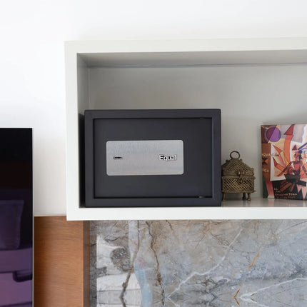 Equal 20L key lock safe front view with stainless steel plate