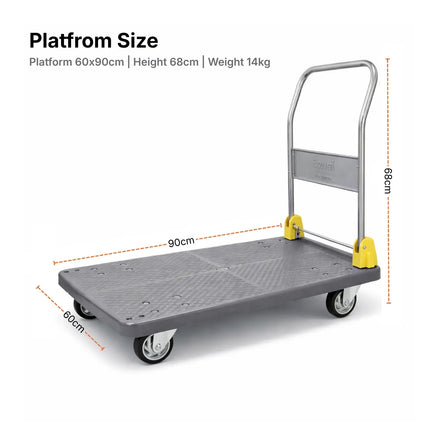 Equal 400kg Platform Trolley Dimensions 90x60cm Platform 68cm Height PVC Frame India