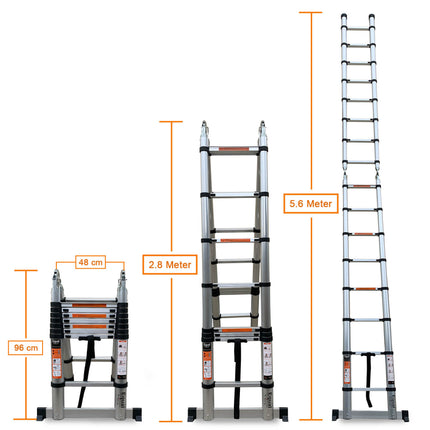 Equal 19 FT. Portable and Extension Folding A-Type 2-in-1 Aluminum Ladder