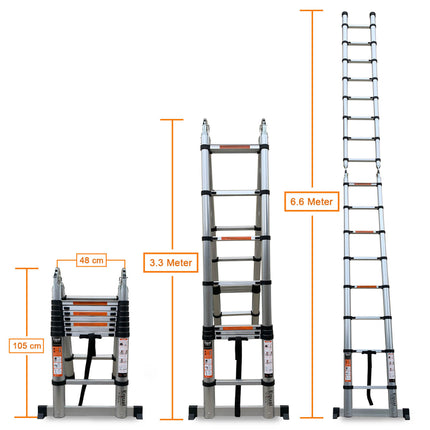 Equal 22 FT. Portable and Extension Folding A-Type 2-in-1 Aluminum Ladder