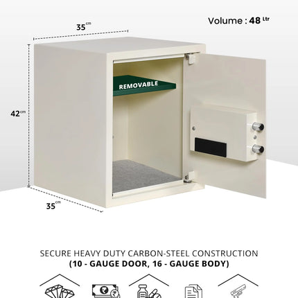 Equal 48L safe locker dimensions 42x35x35cm heavy duty steel body