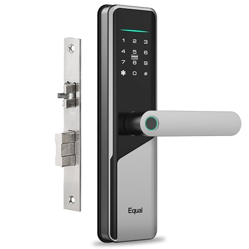 Equal Smart Door Lock S8 WiFi in Silver: Fingerprint & 5 More Ways to Unlock; Wooden Door Compatible; 1-Year Warranty.