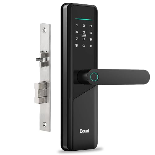 Equal Smart Door Lock S8 WiFi in Black: Fingerprint & 5 More Ways to Unlock; Wooden Door Compatible; 1-Year Warranty.