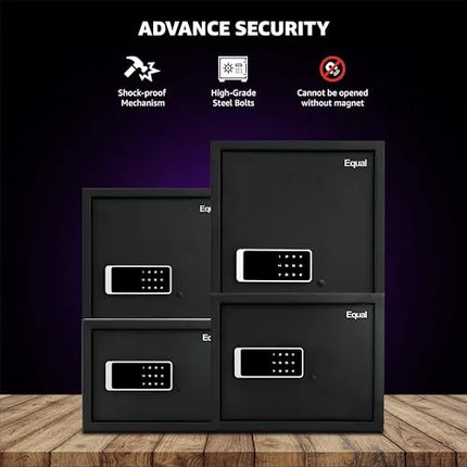 Equal 32L SecureX Pro Digital Safe Locker with Touchpad and Motorized Locking Mechanism - Matte Black