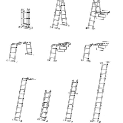 Equal 15 FT. Folding Ladder, 7-in-1 Multi Purpose Extension Aluminum Ladder w/Platform Plates