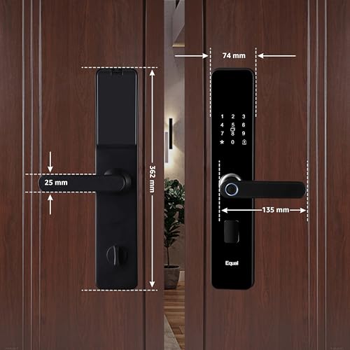 Equal Smart Door Lock A8 WiFi in Gloss Black – Fingerprint & 3 More Unlock Methods