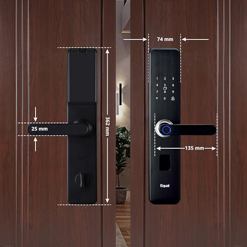 Equal Smart Door Lock A8 WiFi in Matte Black – Fingerprint & 5 More Unlock Methods