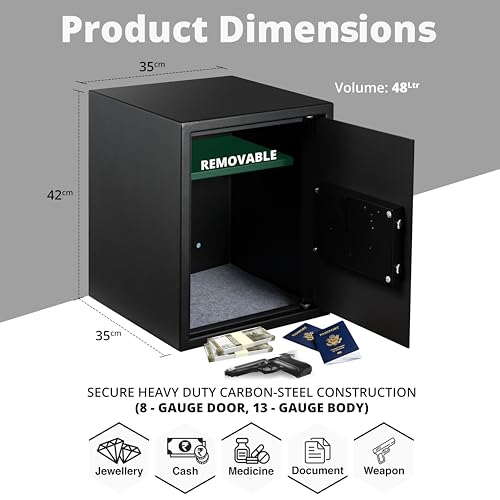 Equal SecureX Pro 48L Digital Safe Locker – Touchpad & Motorized Lock | Matte Black