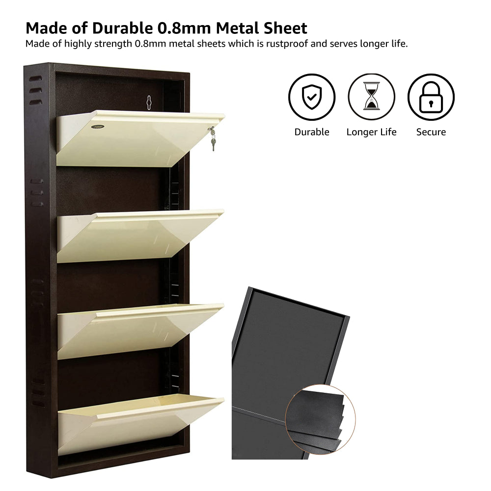 Optimize Space and Style with Our Equal 4 Door Metal Shoe Rack