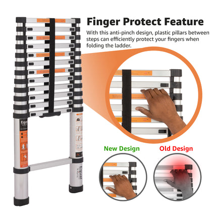 finger protection feature of a 12.5ft telescopic ladder