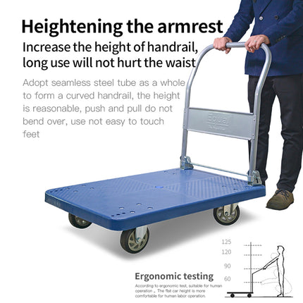Equal 150kg Capacity Plastic Foldable Platform Trolley for Heavy Weight/Material Handling (Blue)