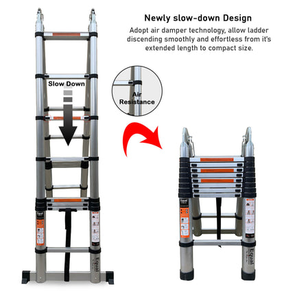 Equal 16.5 FT. Portable and Extension Folding A-Type 2-in-1 Aluminum Ladder