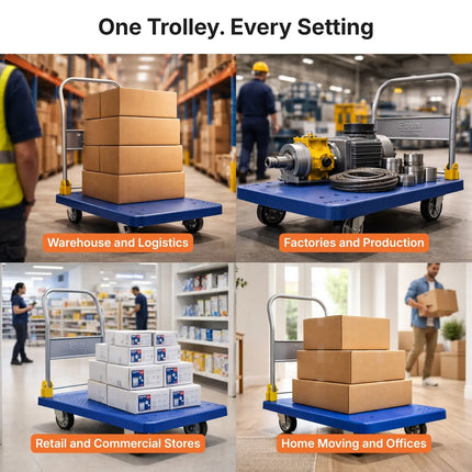 Equal 500kg Blue Platform Trolley Factory Warehouse Logistics Industrial Heavy Duty