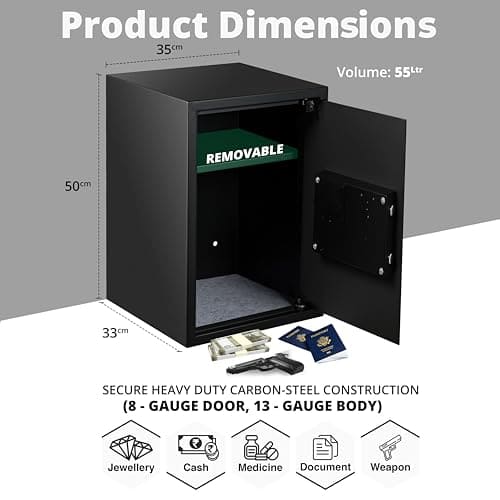 Equal SecureX Pro 55L Digital Safe Locker – Touchpad & Motorized Lock | Matte Black
