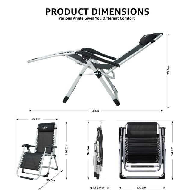 Equal Zero Gravity Folding Recliner Chair – Mild Steel | Grey