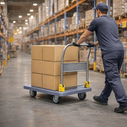 Equal 600kg Industrial Platform Trolley Carrying Heavy Loads Warehouse Grey PVC India