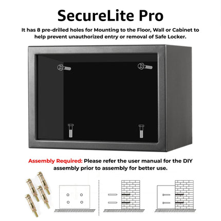Equal 20L SecureLitePro Digital Safe Locker with Pincode Access and Emergency Key - Grey