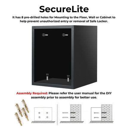 Equal 48L SecureLite Digital Safe Locker with Pincode Access and Emergency Key - Black