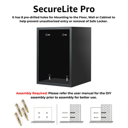 Equal 55L SecureLitePro Digital Safe Locker with Pincode Access and Emergency Key - Matte Black