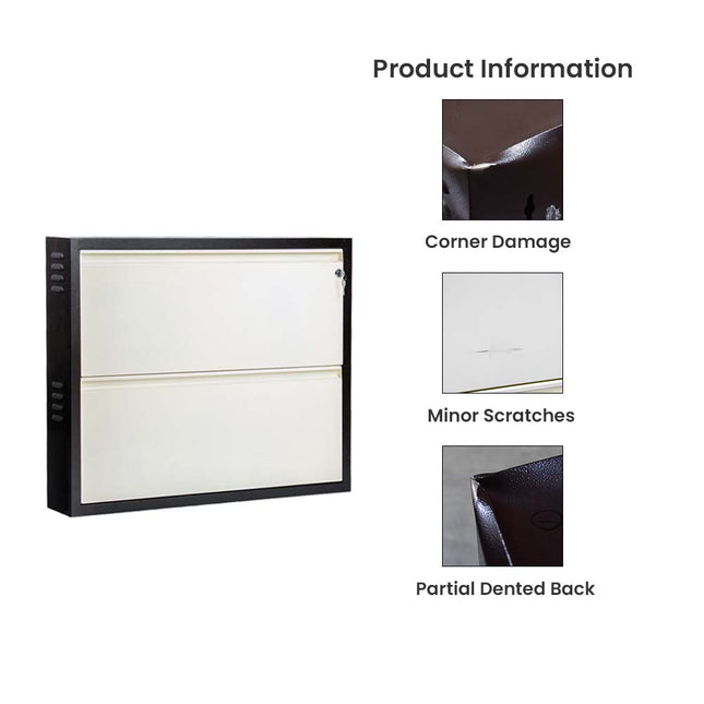Equal 2-Door Refurbished Metal Shoe Rack – Lockable | 6–8 Pairs