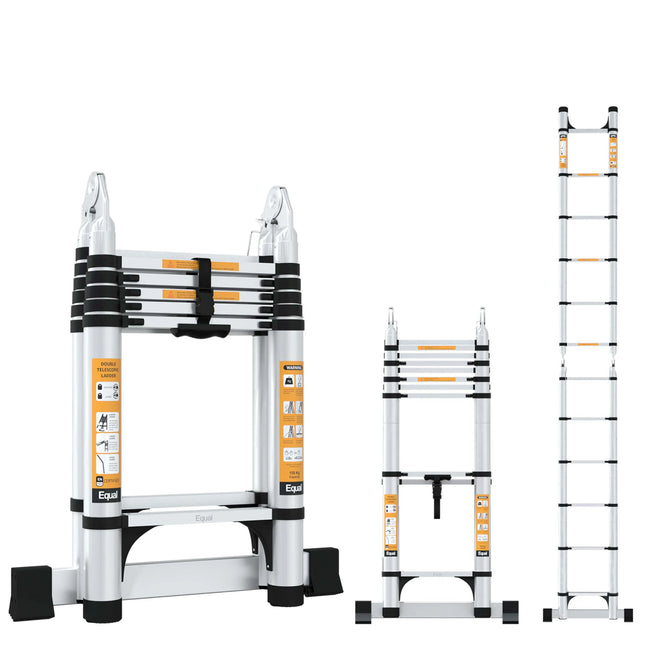 Equal 12.5 FT A-Type Aluminium Telescopic Ladder – 150kg EN131
