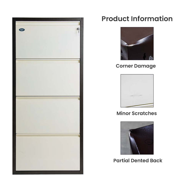 Equal 4-Door Refurbished Metal Shoe Rack – Lockable | 12–15 Pairs