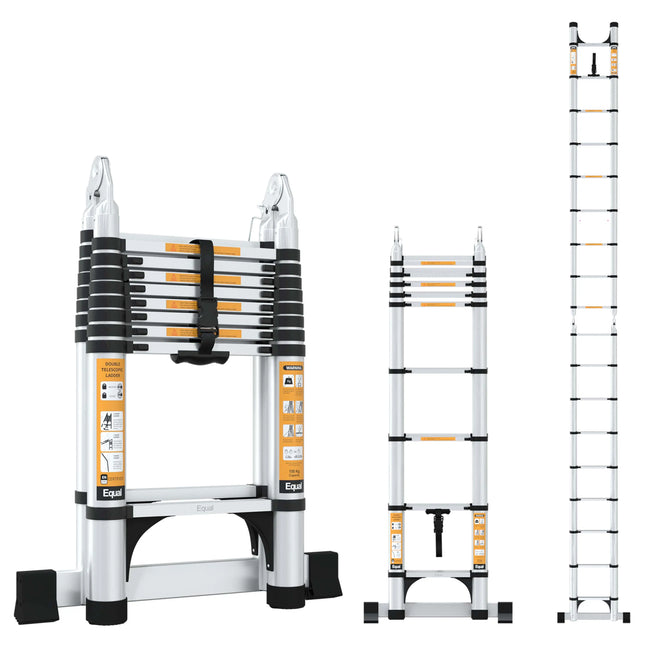 Equal 19 FT A-Type Aluminium Telescopic Ladder – 150kg EN131