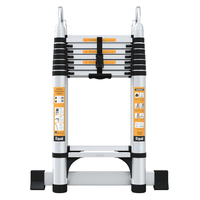 Equal 22 FT A-Type Aluminium Telescopic Ladder with Stabilizers – EN131 150kg