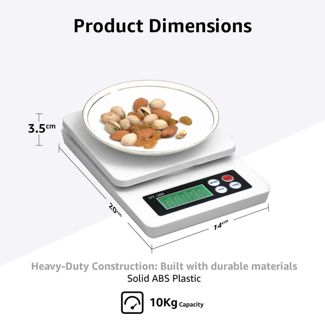 Equal 10kg Digital Kitchen Scale – Tare Function, Backlit LCD, Auto Shut-Off