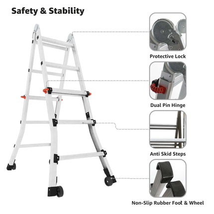 10 ft. aluminum multipurpose ladder features