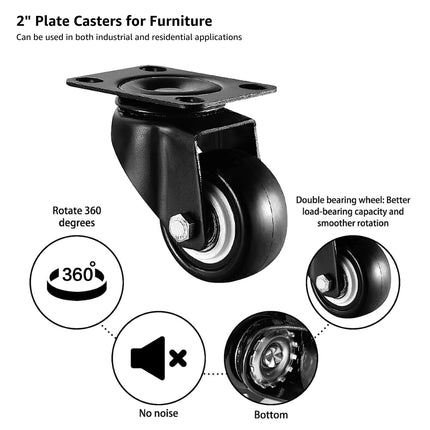 Equal 2 Inch Furniture Caster Wheels For Home/Office/Cabinets/Equipments (Pack Of 4)