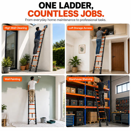 Equal 10 FT Carbon Steel Telescopic Ladder – 150kg EN131