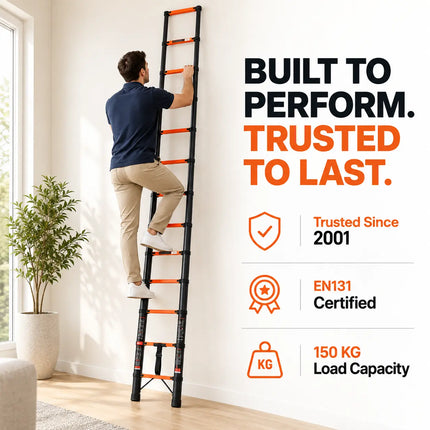 Equal 20.5 FT Carbon Steel Telescopic Ladder – 150kg EN131