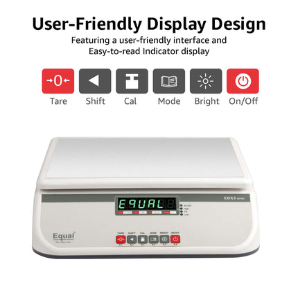 Equal 40kg Capacity Electronics Digital Table Top Kitchen Weighing Scale, 250x300mm