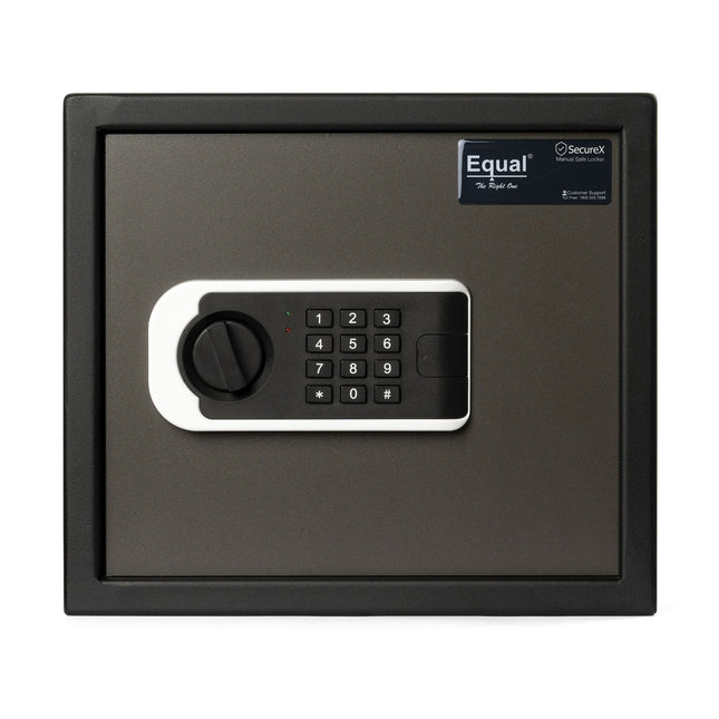 Equal 32L SecureX Digital Safe Locker with Pincode Access and Emergency Key - Grey Black