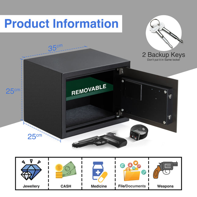 Equal SecureX Pro 20L Digital Safe Locker – Touchpad & Motorized Lock | Gray