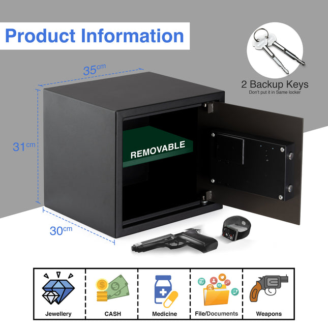Equal SecureX Pro 32L Digital Safe Locker – Touchpad & Motorized Lock | Gray