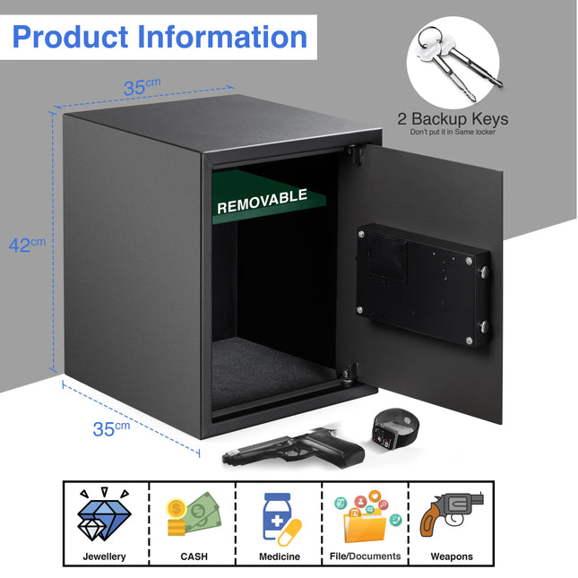 Equal SecureX Pro 48L Digital Safe Locker – Touchpad & Motorized Lock | Gray
