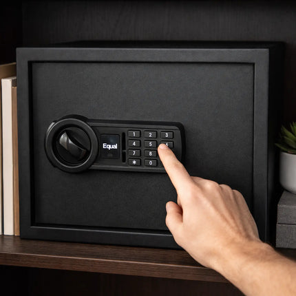 Equal SecureLite 32L Safe Locker | Digital Pincode + Emergency Key + Anti-Saw Bolts | Matte Black