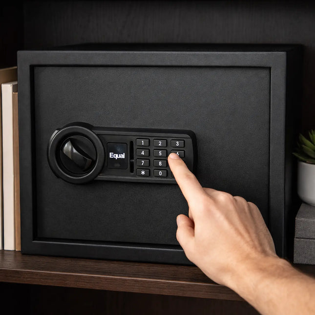 Equal SecureLite 32L Safe Locker | Digital Pincode + Emergency Key + Anti-Saw Bolts | Matte Black